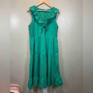 J. Crew Women’s Emerald Green Ruffle Spring Dress size 14